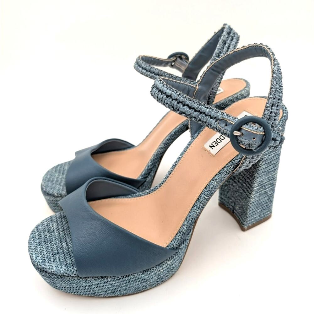 Steve Madden Strada Espadrille Sandal Women's Blue Raffia Size US10M EU40